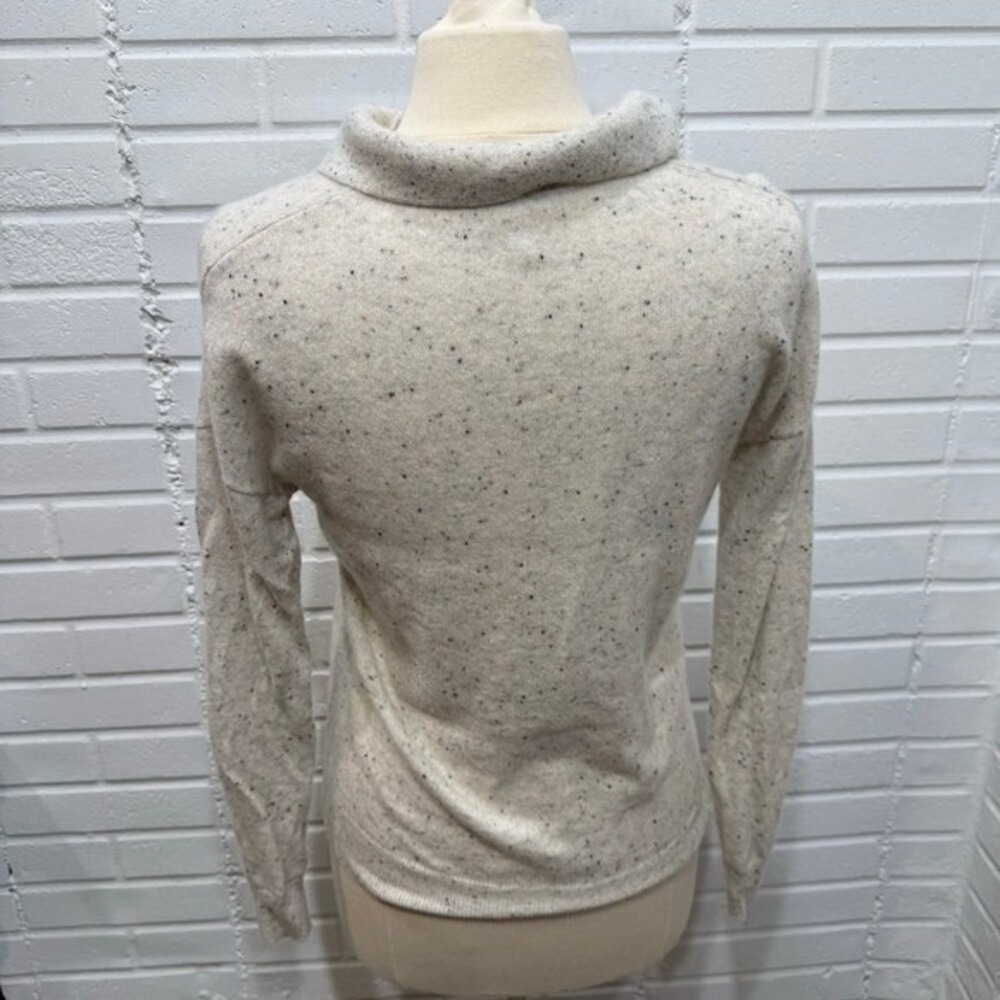 GARNET HILL Essential Cashmere Polo Sweater Cream‎ Speckled XS Oversized Donegal - Picture 4 of 14